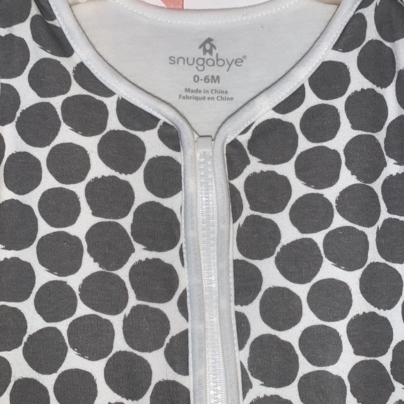 Snugabye 0-6M Sleepsack White Gray Polka Dot EUC Wearable Sleep Bag - Picture 2 of 12